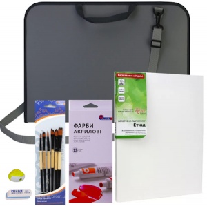  Набір для малювання акрилом 12 кольорів  в портфелі--104NPV301 фото в интернет магазине канц орг