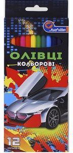 Олівці кольорові пласт ."Sportcar" , 1051CC-12  12кол.  фото в интернет магазине канц орг