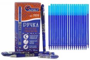  Набір: Ручки пиши-стирай сині 7777 (12шт)+ стрижні 40 (шт) фото в интернет магазине канц орг