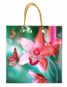  Пакет подарочный "Орхидея и бабочки" ламин. 23,5*23,5*10,2см 2262 фото в интернет магазине канц орг