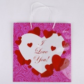  Пакет подарунковий "I love you" ламін. рожевий 28 * 28 * 14,5 см 1280 фото в интернет магазине канц орг