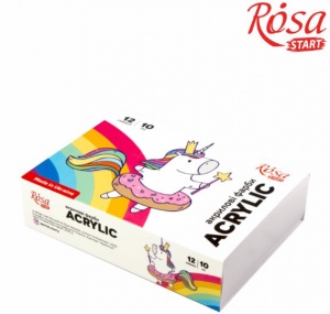   Акрилові фарби (набір) 12*10мл "Unicorn" ROSA START /322111006/--KR200 фото в интернет магазине канц орг