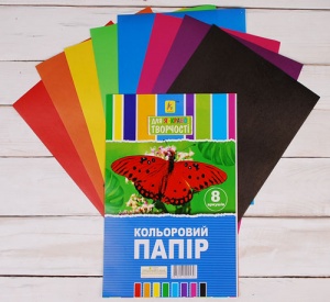  Папір кольоровий  "Коленкор" А4 8 арк. фото в интернет магазине канц орг