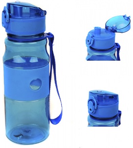  Пляшка / води "Urban" прозор, петля, гум держатель, замок на кришці, 530мл,IMG_6282,синя фото в интернет магазине канц орг