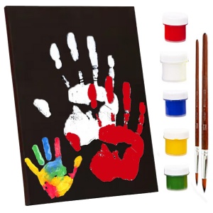  Набір для створення "Відбитки рук на ЧОРНОМУ полотні 24*30 см"--RR15 фото в интернет магазине канц орг