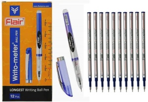  Набір: Ручки масл. "Flair" Writo-meter 10 км (12 шт) сині + стрижні(10шт) фото в интернет магазине канц орг