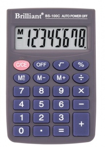  Калькулятор Brilliant BS-100С кишеньковий.8-розр, ПВХ Обклад.57*83мм--76386 фото в интернет магазине канц орг