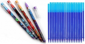  Набір: Ручки пиши-стирай сині "Орнамент" (12шт)+ стрижні 40 (шт) фото в интернет магазине канц орг