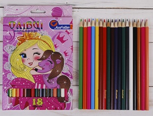 Олівці кольорові "Дівчинка з єдинорогом" 18 кол. 7303CR-18 фото в интернет магазине канц орг