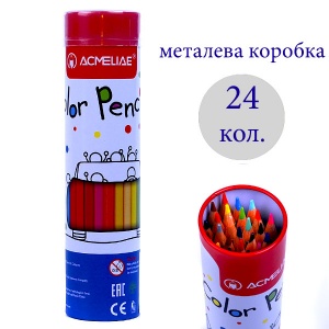  Олівці кольоров "Acmeliae" метал.тубус ,3мм.24 кол, 9801-24 фото в интернет магазине канц орг