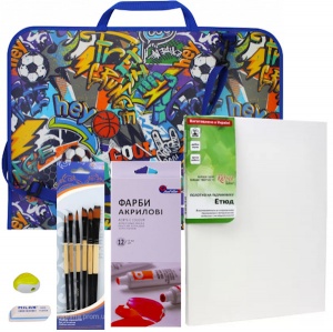  Набір для малювання акрилом 12 кольорів  в портфелі--104NPV304 фото в интернет магазине канц орг