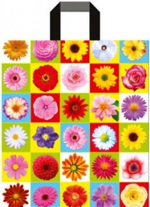  Пакет поліетиленовий з ручками "Квіти в квадраті" 38 * 43 см фото в интернет магазине канц орг