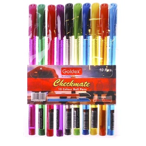  Ручки масляні ( набір)  Goldex Checkmate #746 Индия 0,7мм 10 кольор. фото в интернет магазине канц орг