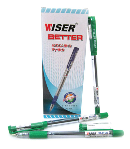 Ручка масляная "Wiser" "Better" , зеленая