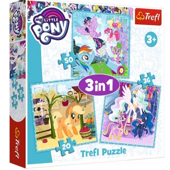 Пазли - (3в1) - "Щасливі дні для Поні" / Hasbro My Little Pony/Trefl, 34843 фото в интернет-магазине Канц орг