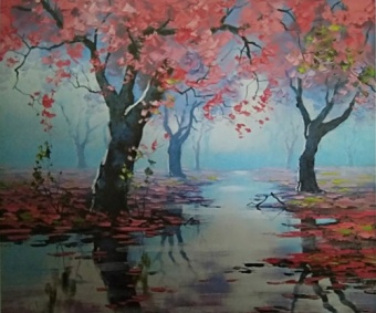 Картина за номерами на дереві  "Осінь"  40*50 см 3487RA фото в интернет-магазине Канц орг