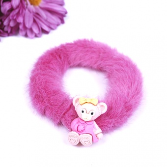 Резинка для волосся , штучне хутро , рожевий ведмедик  В154-3 фото в интернет-магазине Канц орг