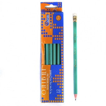 Олівці графітні з гумкою 12 шт. 655HB --68726 фото в интернет-магазине Канц орг