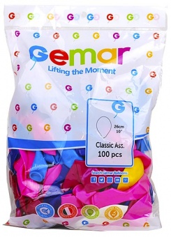 Повітряні кульки 25 cм., стандарт, в асорті, 100шт./уп., Gemar фото в интернет-магазине Канц орг