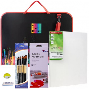 Набір для малювання акрилом 12 кольорів  в портфелі--104NPV300 фото в интернет-магазине Канц орг