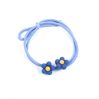 Резинка для волосся блакитна з квітами , 397-2 фото в интернет-магазине Канц орг