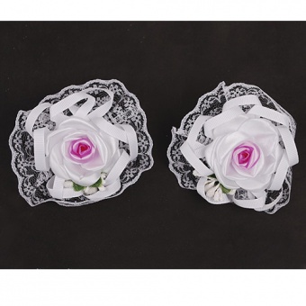 Бантик на гумці, білий з розов. квіточкою №17, 8 см--73047 фото в интернет-магазине Канц орг