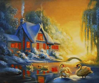 Картина за номерами на дереві 40*50  "Лебеді" RAD3274 фото в интернет-магазине Канц орг