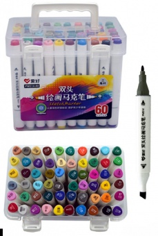 Скетч маркер (Sketchmarker) двусторонний, AIHAO" /PM514-460/набор 60 цветов фото в интернет-магазине Канц орг