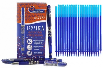 Набір: Ручки пиши-стирай сині 7777 (12шт)+ стрижні 40 (шт) фото в интернет-магазине Канц орг