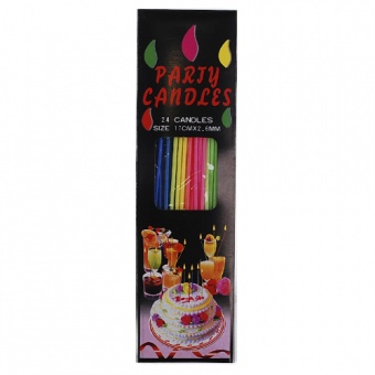Набір свічок для торта "Party Candles" 24 шт. 16см * 2,6 мм, 9204 фото в интернет-магазине Канц орг
