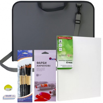 Набір для малювання акрилом 12 кольорів  в портфелі--104NPV301 фото в интернет-магазине Канц орг