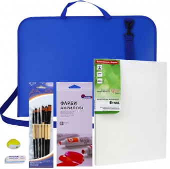 Набір для малювання акрилом 12 кольорів  в портфелі--104NPV305 фото в интернет-магазине Канц орг