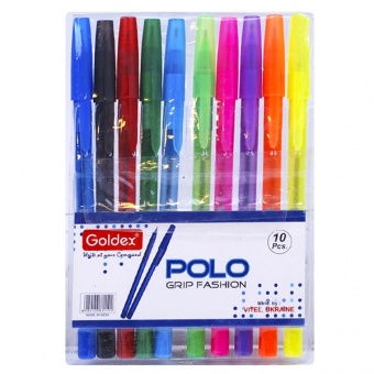 Ручки масляні ( набір) Goldex Polo grip Fashion #422 ІндІя 1,0мм 10кол.--ng397 фото в интернет-магазине Канц орг