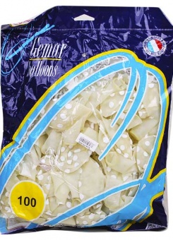 Повітряні кульки , 30см', прозорі, в білий горошок, 100шт./уп., Gemar  фото в интернет-магазине Канц орг