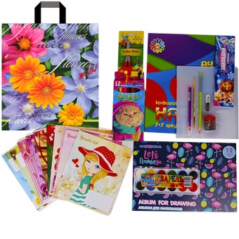 Набір подарунковий для школяра (дівчинці) пакет "Квіти" . фото в интернет-магазине Канц орг