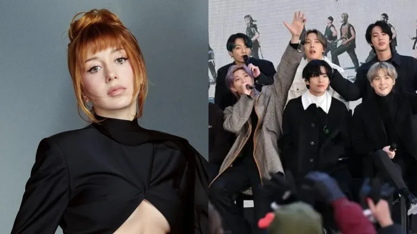 Режиссёрка Таню Муиньо и участники BTS на съёмках клипа Normal